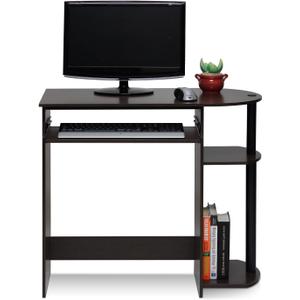 Furinno Simplistic Easy Assembly Computer Desk, With Keyboard Tray, Dark Brown/Black, 31.5 Inch Wide