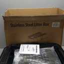 Enclosed Stainless Steel Cat Litter Box with Odor Control, Modular Design with Drawer and Flip Door, Easy to Clean and Wash,Non-Stick Interior,Extra Large Size Fits All Cats(Black)