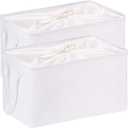 Hinwo 102L XXL Storage Bins, 2-Pack Closet Organizers and Storage, Foldable Clothes Storage Baskets with Handles, Containers for Clothing, Blanket, Comforters, Toys, Bedding (White)