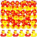 48 Pcs Mini Graduation Rubber Ducks with Graduation Tassel Cap and Certificate Gold Yellow Grad Duck for Pool Float Party Favors Decor Classroom Reward Prize Gifts, 2 Inch, 2 Style (Red)