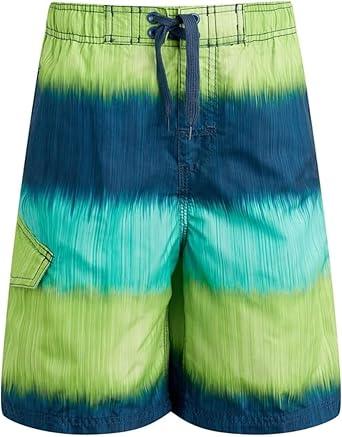 Kanu Surf boys Reflection Quick Dry Upf 50+ Beach Swim Trunks, Zipline Navy/Green, 10-12, Zipline Navy/Green