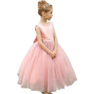 ABAO SISTER Flower Girls Satin Tulle Princess Pageant Dress for Wedding Kids Party Prom Ball Gowns Dresses (8, 01pink)