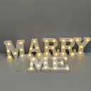 Roowest Marry Me Letters Light Proposal Decorations Set Includes 7 LED 6.3" x 5.5" Romantic Marry Me Sign and 1000 Rose Petals for Proposal Engagement Wedding Decor(Yellow Light, Red)