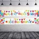 2 Pieces Happy 100th Day of School Banner 100 Days Smarter Banner Inspirational Posters Hooray with 40 Pieces Adhesive Glue Point Dots for Students Classroom Decorations