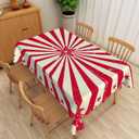 Vintage Circus Tablecloth, 60x84 Inch Retro Red Star Pentagram Sunbeam Carnival Rectangle Fabric Table Cloth,Table Cover for Kitchen Dining Birthday Wedding Carnival Night Theme Party Decor, Red