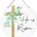 He Is Risen Easter Decor, Bible Verse Easter Wreaths For Front Door Porch, Christian Religious Resurrection Door Hanger Sign, Welcome Spring Rustic Wooden Hanging Decorations, 02