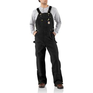 Carhartt Men's Zip To Thigh Bib Overall Unlined (40W x 34L, Black)