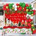 9 x 129Pcs There's Some Ho Ho Hos In This House Party Decorations Merry Christmas Balloon Arch Kit Includes Funny Xmas Banner, Xmas Themed Balloons and Tablecloths for Merry Friendsmas Party