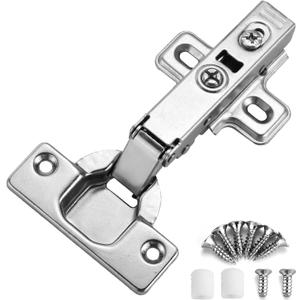 Kimdot 10 Pack Frameless Soft Close Cabinet Hinges for Kitchen 105Clip on Plate Adjustable Concealed European Door Hinges Nickel Plated Finish (Full Overlay)