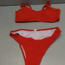 Fanuerg Women's Ribbed Bikini Sets Scoop Neck Cheeky Swimsuit Textured Two Piece Bathing Suit (Medium)