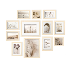 Picture Frame, Picture Frames Collage Wall Decor Made of Solid Wood, Covered by Plexiglass, Natural Wood