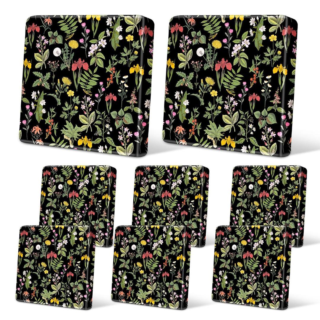 pickyNproud 8Pcs Patio Cushion Covers Stretch Outdoor Couch Cushions Slipcovers Replacement Washable Furniture Protector with Elastic Bottom Sofa Chair Seat Cover, Black Flower