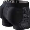 JOCKMAIL Mesh Mens Underwear Boxer Back Mens Padded Underwear Boxer with Hip Pad Men's Boxers (XX-Large, Black)