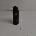ThermoFlask Bottle with Chug Lid & Straw Lid - Insulated Stainless Steel Water Bottle with Leak-Proof Lids - Dishwasher-Safe Reusable Bottle & Lids - Durable Bottle, 2 Straws & 2 Lids - 18 oz, Black