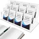 Vevitts Vertical Business Card Holder, Acrylic Business Card Display, Clear Desktop Business Card Stand for Exhibition, Home & Office Clear 3 Tiers 12 Slots