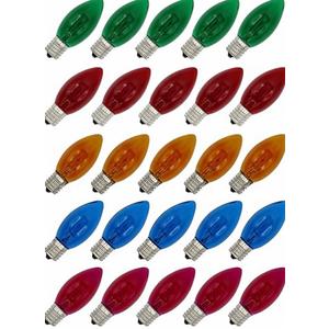 25 Pack Twinkle Christmas Replacement Bulbs, 7W Random Blinking Light Bulbs for Christmas String Light, Nightlights(Clear Twinkle,C9,E17 Intermediate Base)