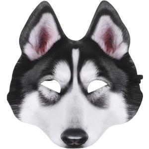 Halloween Husky Mask Costume Breathable Eva Dog Mask with Adjustable Strap for Kids Adults Carnival Cosplay Events Role Play