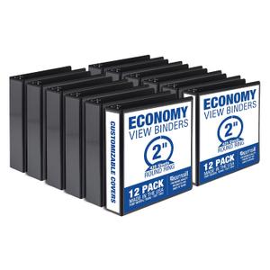 Samsill 2 Inch 3 Ring Binders, Economy Round Ring, Clear View Cover, 425 Sheet Capacity - for School, Home, Office - Black, 12 Pack