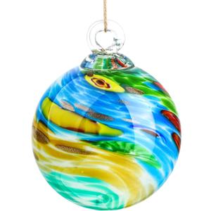 QFkris 4" Blown Glass Christmas Ornaments Ball for Christmas Tree, Hand Blown Glass Ornaments, Gazing Balls Witch Balls Friendship Ball (Orange)