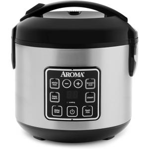 AROMA Digital Rice Cooker, 4-Cup (Uncooked) / 8-Cup (Cooked), Steamer, Grain Cooker, Multicooker, 2 Qt, Stainless Steel Exterior, ARC-914SBD