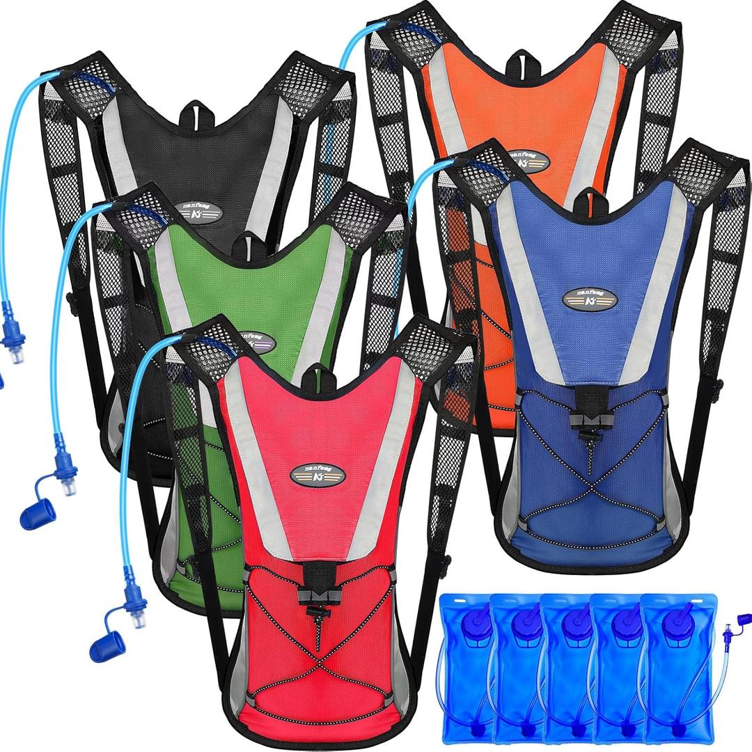 Buryeah 5 Pcs Hydration Backpack Pack with 5 Pcs 2L Water Bladder Lightweight Water Backpack with Hydration Bladder Hydration Backpack Hiking Backpack Water Rucksack Backpack Bladder Bag for Adults