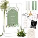 Wedding Sign Holder, Adjustable Welcome to Our Wedding Sign Stand W/Design Bundle & Leather Sign Hanging Straps, Heavy Duty Easel Stand for Sign, Wedding Seating Chart Stand, Easel for Display (White)