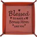 THTCSQ Gift for Mom from Daughter, Mother's Day, Christmas, Thanksgiving, Birthday Gift for Mother and Daughter Leather Ring Dish Decorative Jewelry Tray (Bonus Mom Tray)