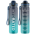 Water Bottle with Straw, 32oz Motivational Water Bottles with Time Marker to Drink, Tritan BPA Free, 1L Sports Water Bottle with Carry Strap LeakProof for Women Gym Fitness Outdoor (1 Pack)