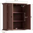 ChooChoo Bathroom Wall Cabinet, Over The Toilet Space Saver Storage Cabinet, Farmhouse Medicine Cabinet with 2 Doors and Adjustable Shelves, Cupboard, Walnut, 8.8"D x 21.1"W x 24"H