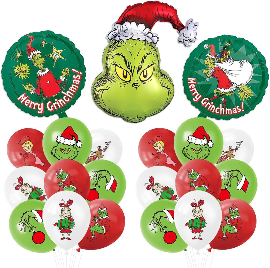 39Pcs Christmas Balloon Decorations 36Pcs White Red Green Xmas Latex Balloons 3Pcs Aluminum film Balloons for Christmas Birthday Party Decoration Supplies
