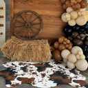 Nuanchu Western Cowboy Party Decorations Cow Print Cowhide Rug Wooden Wagon Wheel Vintage Rustic Western Party Decor for Cowboy Theme Birthday Decor, 29.53 x 43.31 inches