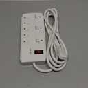 Elecan Surge Protector Power Strip with 8 Ft Extension Cord, 8 Widely Spaced Outlets with Safety Cover, 45 Degree Flat Plug Wall Mountable Multi Outlet Extender, Heavy Duty 14AWG, 1200J/125V,ETL-White