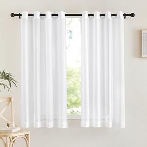 NICETOWN Sheer Window Panel Curtains - Grommet Top Gauzy Sheer Drapes Lightweight Breathable Panels for Windows (2-Pack, 54 Wide x 63 inch Long, White)