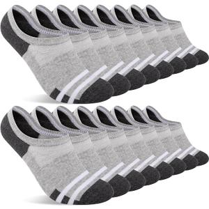 Heatuff Mens No Show Socks - 8 Pairs of Thin Non Slip Cotton Invisible Low Cut Socks for Men. Size 10-13
