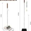 54" Long Handled Broom and Dustpan Set - Perfect Dust Pan and Brush Combo for Efficient Cleaning, Brown and White