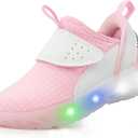 LOUGSIN Toddler Girls Light Up Shoes Led Flashing Running Sneakers for Toddler Pink 10