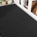 Large Commercial Floor Mat, 4' x 8' Indoor Outdoor Front Door Mat, All-Season Non-Slip Entry Mat, Absorbent & Stain Resist, Easy Clean Heavy Duty Outdoor Mat for High Traffic Area, Black