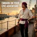 Men’s Pirate Costume Set, 8-Piece Renaissance Medieval Outfit Accessories, Small