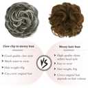 RUWISS Claw Clip Messy Bun Hair Piece Real Human Hair Buns Wavy Curly Chignon Hair Bun Extensions Tousled Updo Hair Buns Claw Clip Ponytail for Women (1B/62#New)