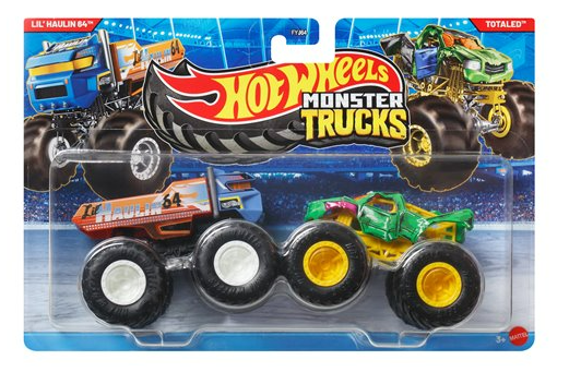 Hot Wheels Monster Trucks, 1:64 Scale Toy Monster Trucks, Set of 2, Giant Wheels, Favorite Characters and Cool Designs
