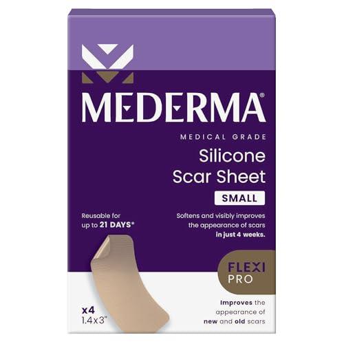 Mederma Medical Grade Silicone Scar Sheets - Improves Appearance of Old & New Scars from Injury, Burn & Surgery, Breathable & Flexible, 4 Count One Bandage Missing
