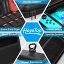 HEYSTOP Case Compatible with Nintendo Switch Carry Case Pouch with Switch Cover Case HD Switch Screen Protector Thumb Grips Caps for Nintendo Switch Console Accessories, Black, L, Modern