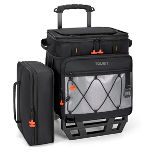 TOURIT 75 Can Rolling Cooler Detachable Double Deck Beach Cooler with Wheels Collapsible for Outdoor, Camping, Picnic, Travel TOURIT 75 Can Rolling Cooler Detachable Double Deck Beach Cooler with Wheels Collapsible for Outdoor, Camping, Picnic, Travel