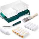 Paint Roller Kit, 15 Pack, 4 Inch Paint Roller, Small Paint Roller with Tray Liners, Roller Paint Brush Covers for All Surfaces, Painting Supplies for Walls, Kitchen, Cabinets and Ceilings
