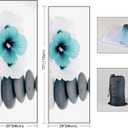 QiyI Yoga Towel with Travel Bag, Microfiber Mat-Sized Hot Yoga Towels, Non Slip Blanket with Corner Pockets, Quick Dry Mat Towel for Bikram, Pilates, Fitness - 70"x26", Pebbles & Blue White Flowers