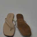 Rihero Flip Flops for Women Comfortable Square Toe Beach Sandals Slip On Leather Thong Flat Sandals Dressy Size 8.5