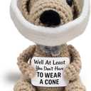 Well at Least You Dont Have to Wear a Cone  Funny and Thoughtful Crochet Dog Gift  4.5" Handmade Plush for Surgery Recovery, Vasectomy Humor, or Quirky Retirement Gift