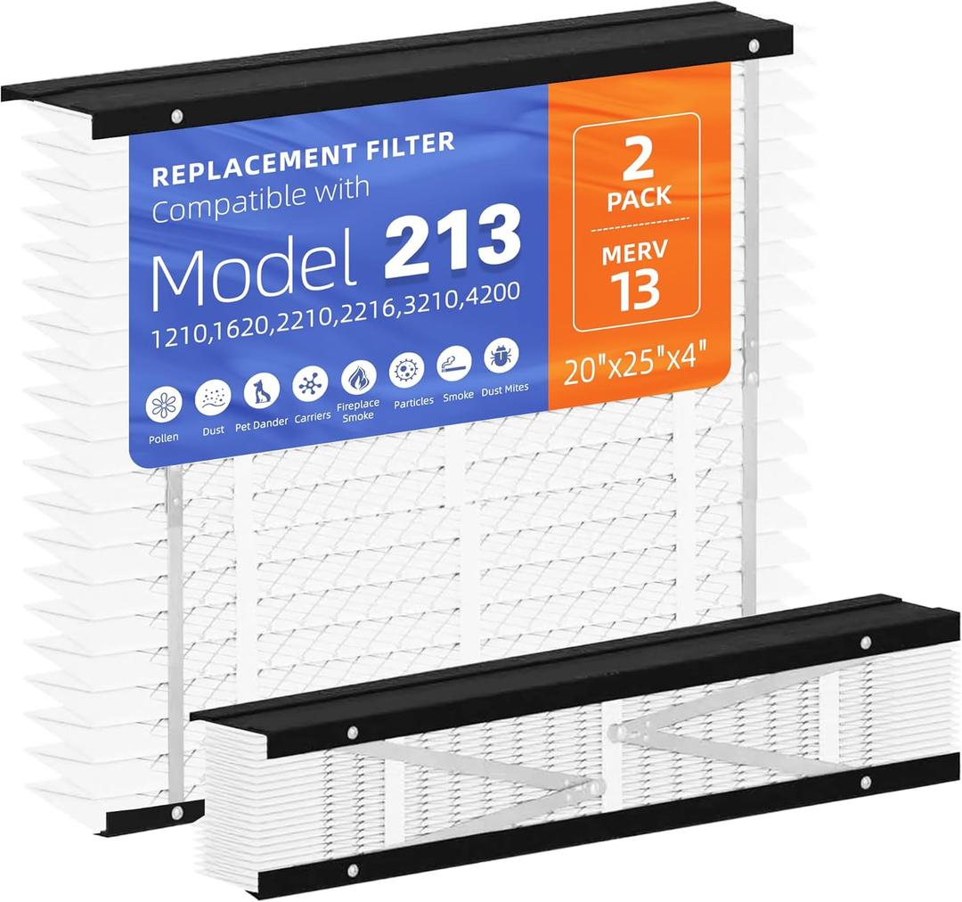 2 Pack 213 Replacement Filter,MERV 13 20x25x4,Compatible with AprilAire Whole House Air Purifiers 1210, 1620, 2120, 2200, 2210, 2216, 3210, 4200, or Space-Gard 2200 with Upgrade Kit 1213
