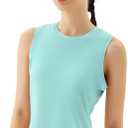 Women's Open Back Workout Tops - Sleeveless Yoga Tank Tops for Women, Moisture-Wicking Athletic Shirts for Running (Blue, L)