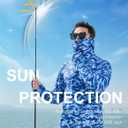 Men's Sun Protection Fishing Shirts UPF 50+ Lightweight Hoodie Long Sleeve UV SPF Hooded Shirts with Mask Rash Guard (3X-Large, Blue Camouflage)